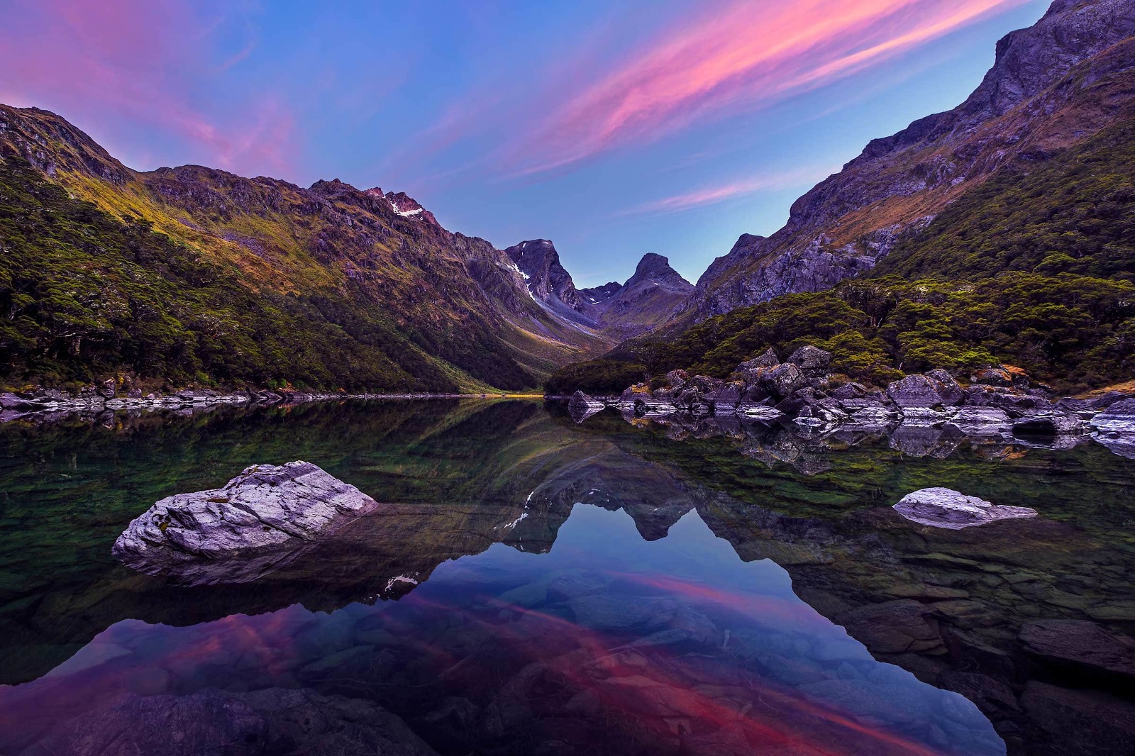 Sunset at Lake MacKenzie, Routeburn Track, New Zealand